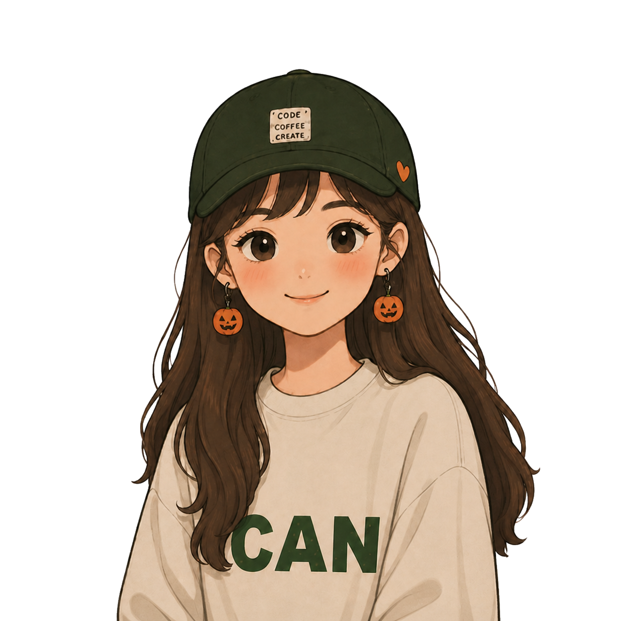 Ching wearing her Code Coffee Create cap and CAN sweatshirt